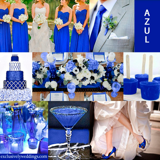 Decoración de boda en color azul con paleta de colores e inspiración